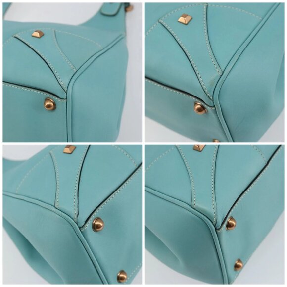 GUCCI New Jerky Shoulder Bag Leather Blue Gold 124407 Auth 147486 - Picture 14 of 16